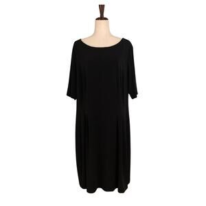 Connected Apparel Women's Plus A Line Dress Pockets Jersey Minimalist 18W Black